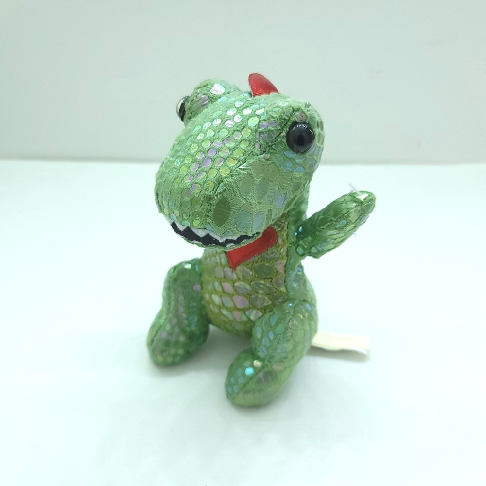 MTY Plush Green Spotty Metallic DinosaurVelociraptor Dinosaur Stuffed Animal 6"